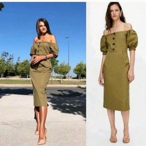 Zara off the shoulder smoked midi dress